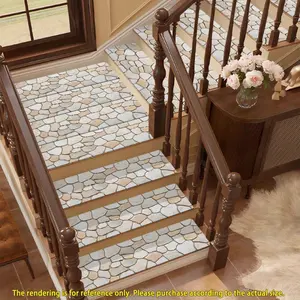 15pcs Light-Colored Stone Block Printed Stair Mats for Indoor Stair Steps, Festive Decorations, Beautifying Party Atmosphere, Easy to Clean