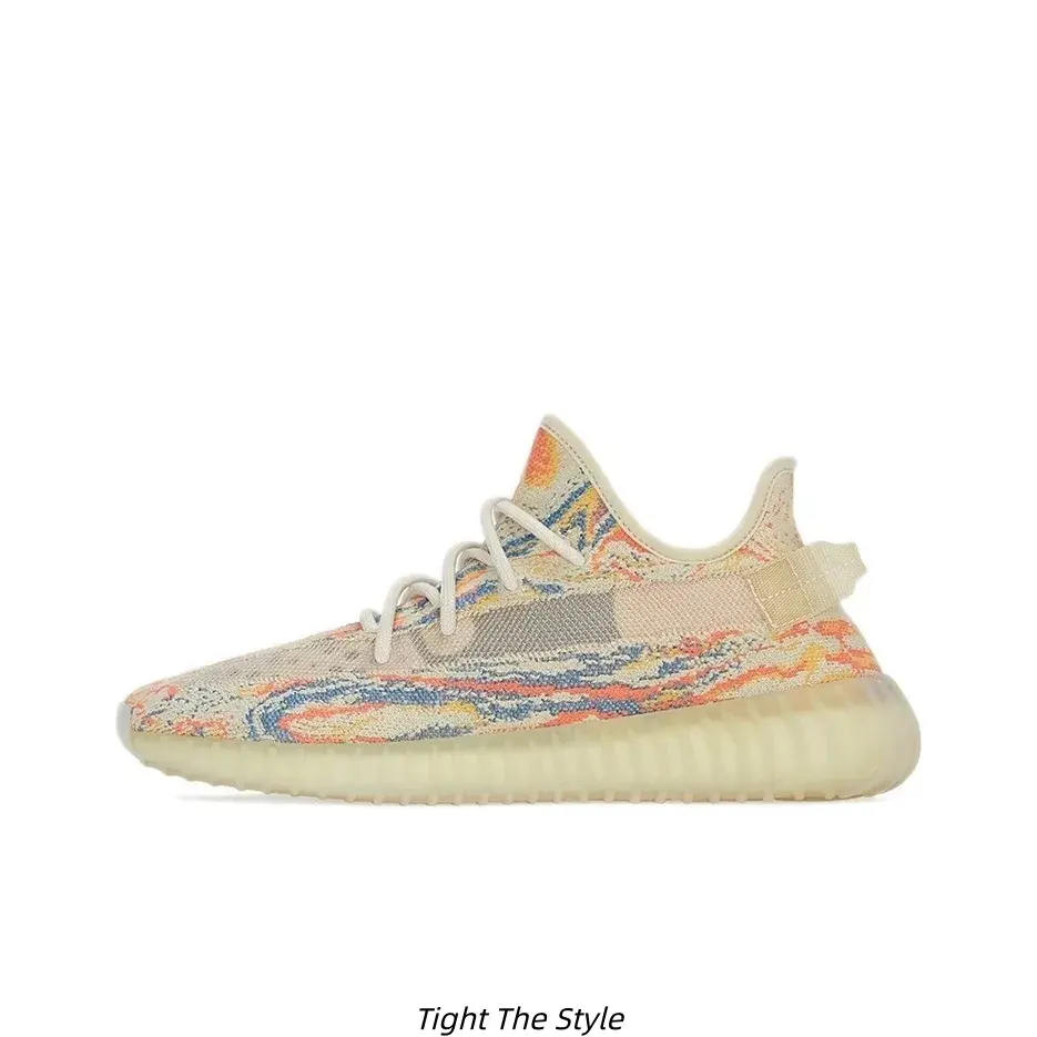Unisex Pastel Rainbow Swirl Marbled Stretch Knit Sneakers Cream Translucent Cushion Midsole Breathable Lightweight Non Slip Daily Walking Running Street Casual Trainers For Men Women