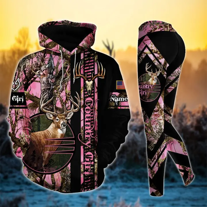 Deerhorn Country Girl Personalized 3D Style 1 Combo Hoodie & Legging Set
