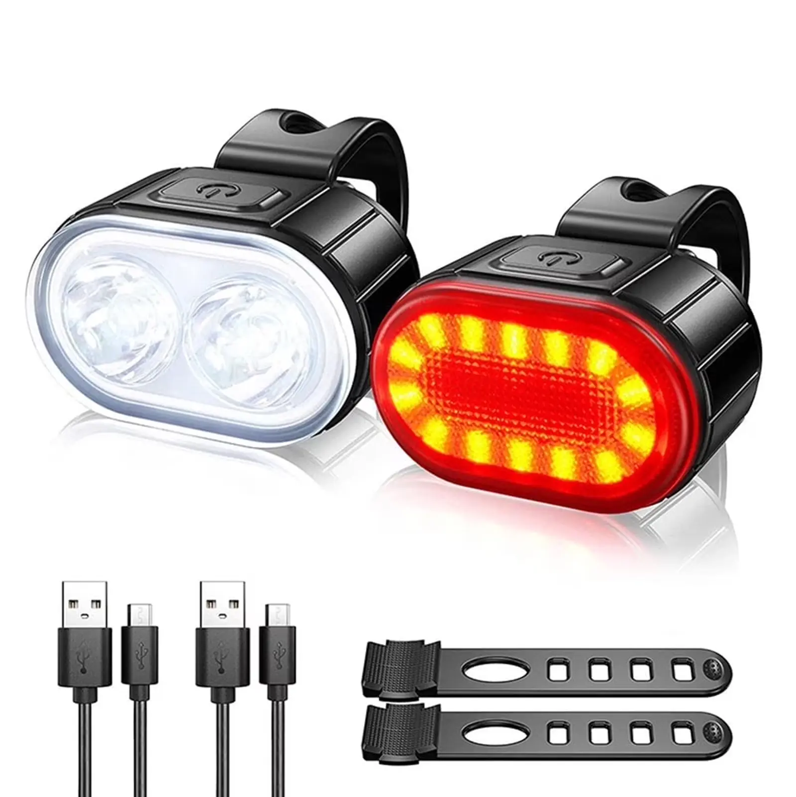 BUCKLOS Bike Light Set, USB Rechargeable Front Headlight and Rear Taillight, Waterproof Portable MTB Lights for Mountain Bike & Commuting Safety Mtb Road Bike