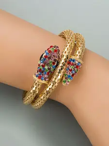 Punk Style Snake Design Bangle, Fashionable Rhinestone Decorated Bangle for Women & Girls, Trendy All-match Vintage Jewelry for Birthday Gift