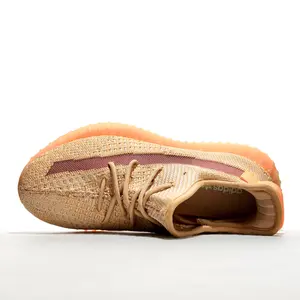Wheat Orange Two-Tone Soft Knit Retro Low Cut Athletic Shoes, Wine Red Contrast Side Band Gradient Orange Traction Outsole Visible Air Cushion Daily Couple Casual Footwear For Men Women