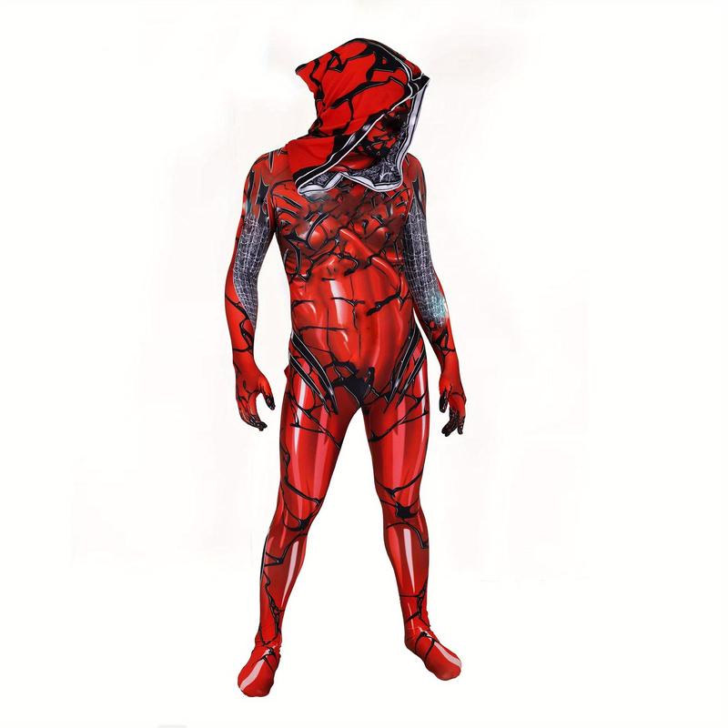 Sexy Ghost Red Spider Costume Gewen Women Halloween Lady Bodysuit with headmask, zipper suit Cosplay Womenswear