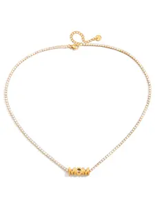 Letter MOM Alphabet Detail Pendant Zircon Tennis Chain Necklace For Women 18K Gold PVD Plated Stainless Steel Necklace Fashion Jewelry