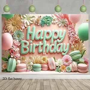 2D flat banner 1 piece Happy Birthday Backdrop Decorations for Women Banner Party Supplies Daisy Flower Backdrop Photography for Girls Floral Balloon Banner Wedding Shower Decor Girls Celebration Poster Cake Table Decorations & Photo Booth Display