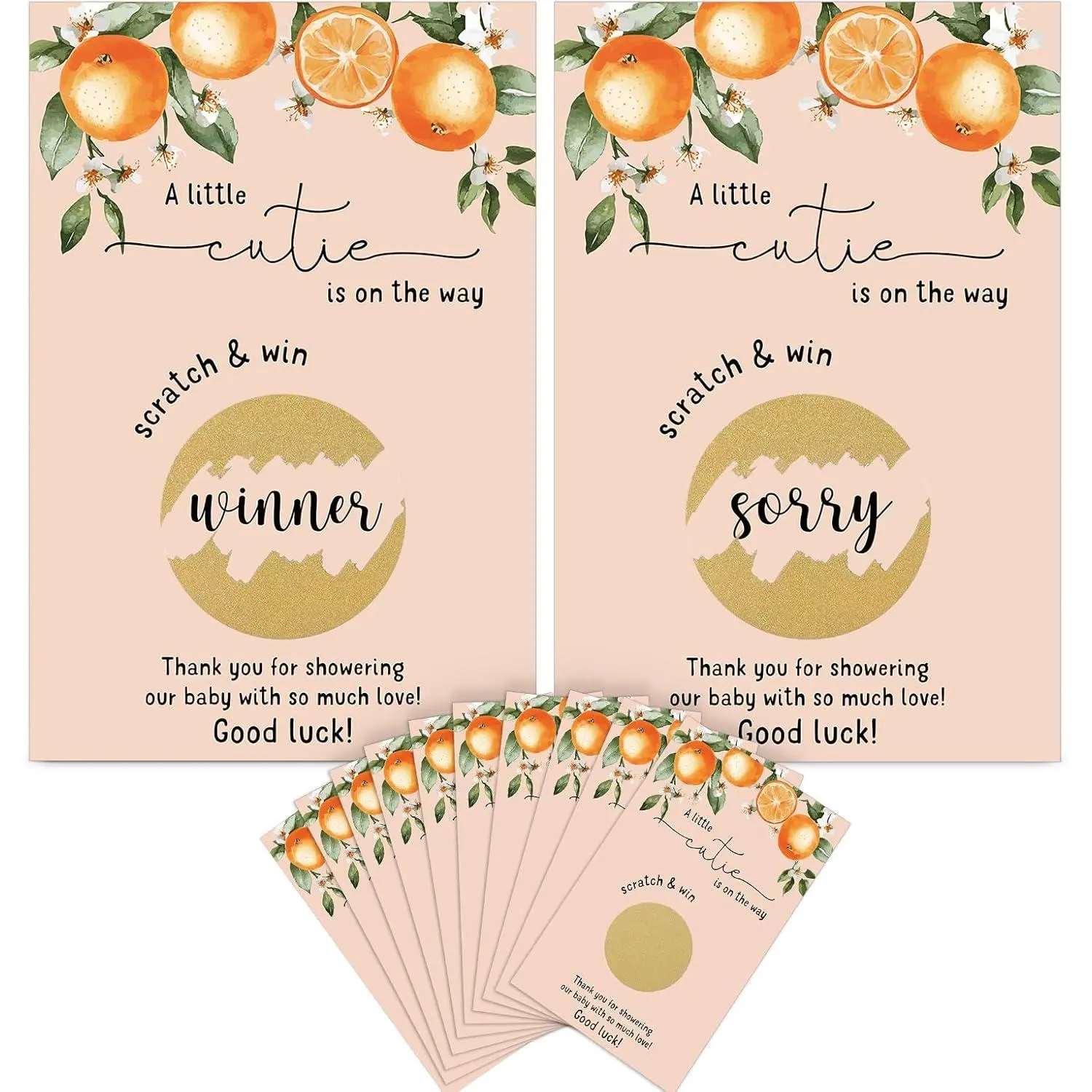 100 count  Shower Party Scratch off  Cards Favors for Guests Funny Thank You Gender Reveal  Raffle Cards for  Shower Decorations Activity(Cutie)