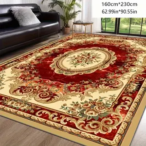 One Piece of Red Imitation Cashmere Rug That Is Anti-Slip And Washable, Suitable for Home Decoration in The Living Room, Bedroom, Dining Area, for home Office, Basement, And Outdoor Camping