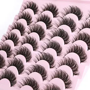 False Eyelashes Natural Look Fluffy Mink Lashes 12mm Short Wispy Lashes 5D Volume Strip Eye Lashes Pack