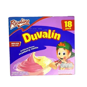 Ricolino Duvalin Strawberry & Vanilla Snack Candy - 18 Pieces Box - Made in Mexico - Sweet Strawberry & Vanilla Flavor - Fruity Snack Candy