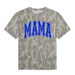MAMA Camo Graphic T Shirt, Bold Varsity Letter Print, Unisex Streetwear Camouflage Top for Moms, Daily Casual Wear, Mossy Oak T-Shirt 3D All Over PrinT -