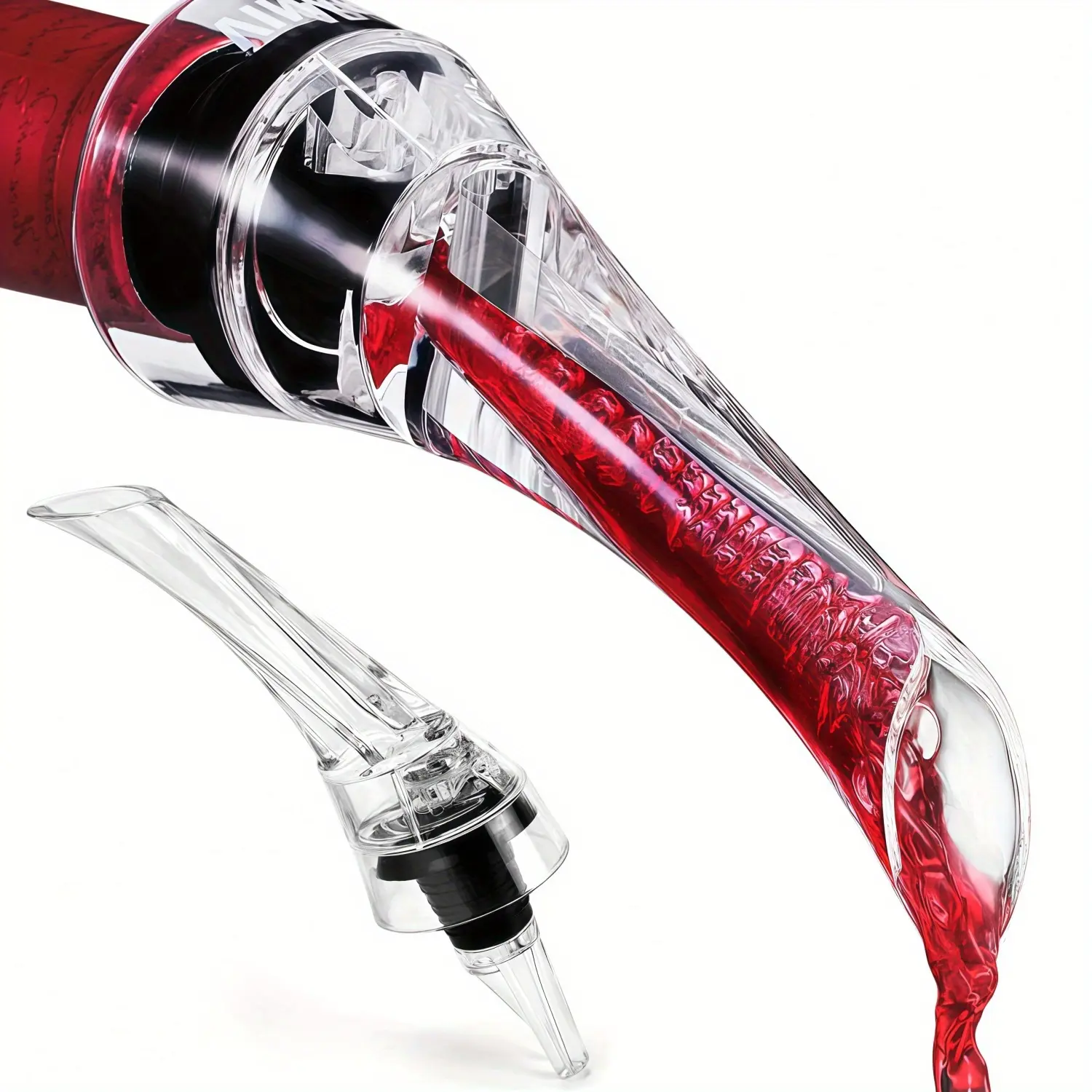 Wine Aerator Pourer - Premium Aerating Pourer and Decanter Spout (Black)