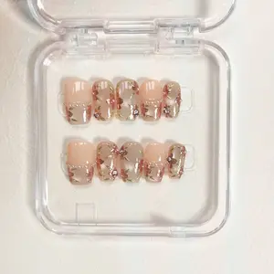 Perilla CAT EYE Collection 10PCS 3D Flower Butterfly Rhinestone Handmade Press On Nails