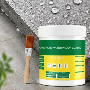 A bottle of quick-drying waterproof leak-repair paint with a brush, 300g capacity, containing leak-repair liquid with a brush, suitable for polyurethane coating on roofs, walls, and bathroom repairs, accompanied by a dedicated painting tool