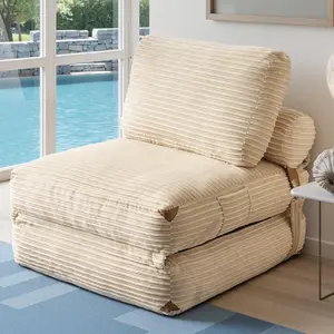 CAODOC Folding Sofa Bed, Convertible Sleeper Chair with Back Support and Pillow Futon,Boneless Foldable Couch for Living Room/Guest Use/Home Office, Foldable Chair Bed for Adults