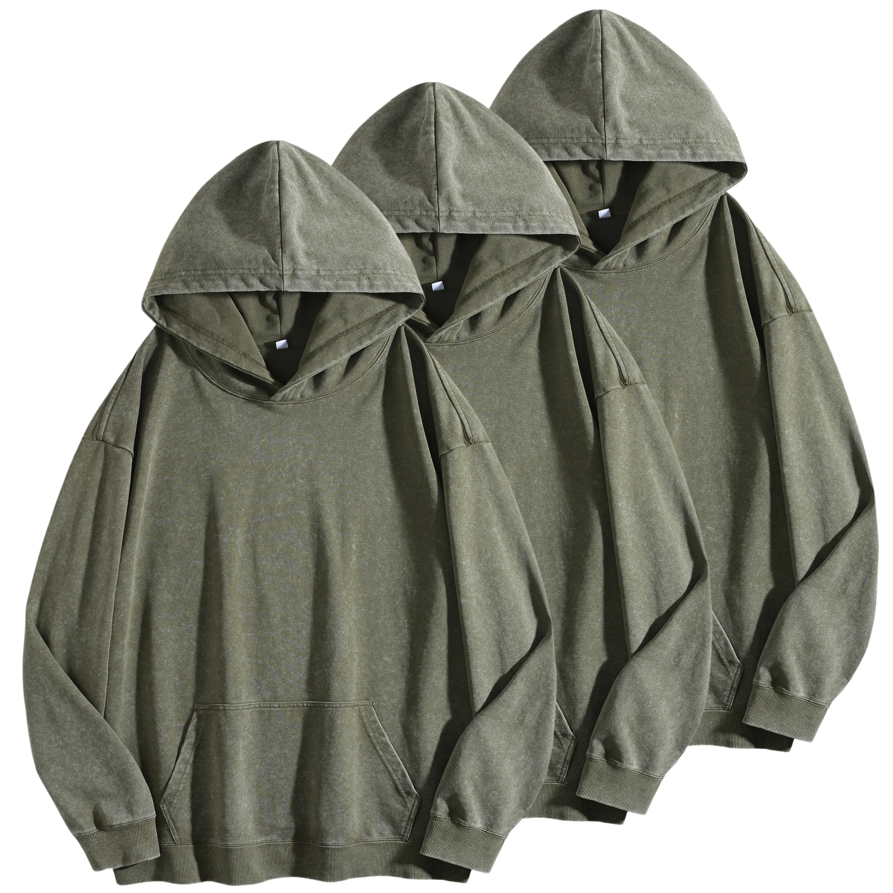 Men's Unisex 3-Pack Vintage Washed Hoodies, 400g Heavyweight Oversized Pullover Loose Solid Color Tops, Ideal for Gifting & Wardrobe Refresh