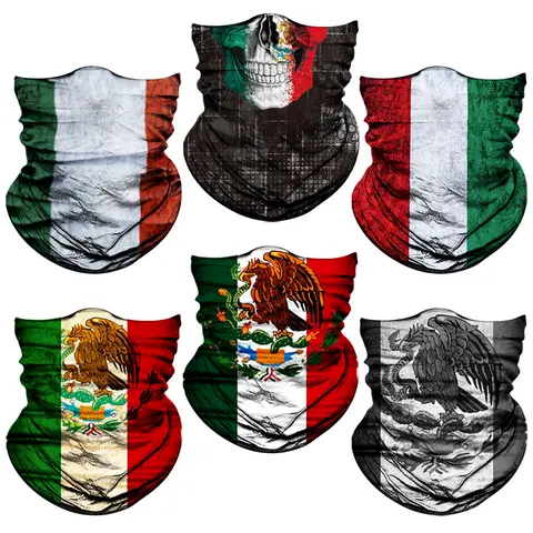 Venswell 6 Pics Mexican Neck Gaiter Face Mask Men Women,Seamless Bandana Rave Face Cover Scarf Mask,Balaclava,Headband, Head Wrap,Headwear