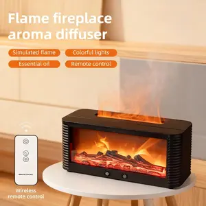 All-Room Fireplace Diffuser: 300ml Aroma Humidifier with Remote, Timer, 7-Color LEDs & Auto Shut-Off for Office and Home Wellness