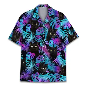[NEW] Men's Cat Tropical Hawaiian Shirt, Funny Aloha Summer Animal Short Sleeve Button Down Shirt for Men, Women