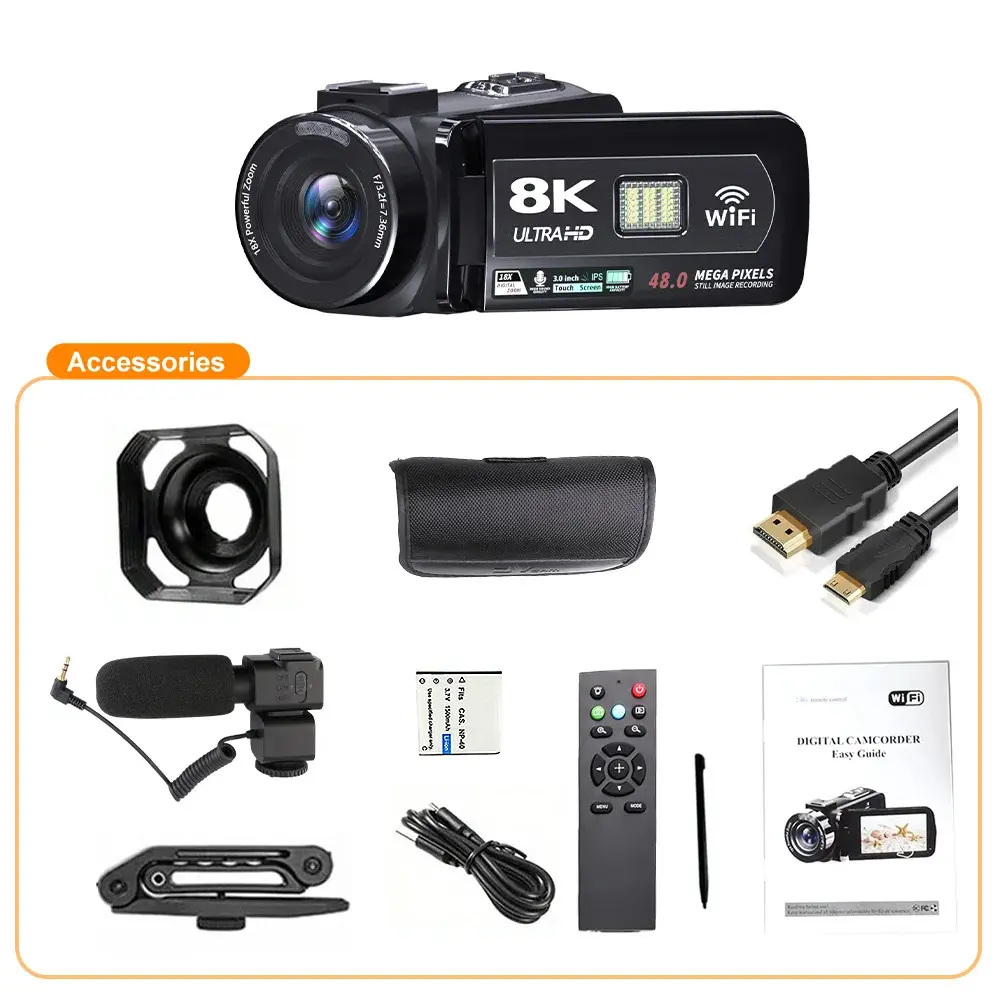 8K Video Camera 3 Inch LCD Touch Screen 60FPS/64MP 18x Digital Zoom ...
