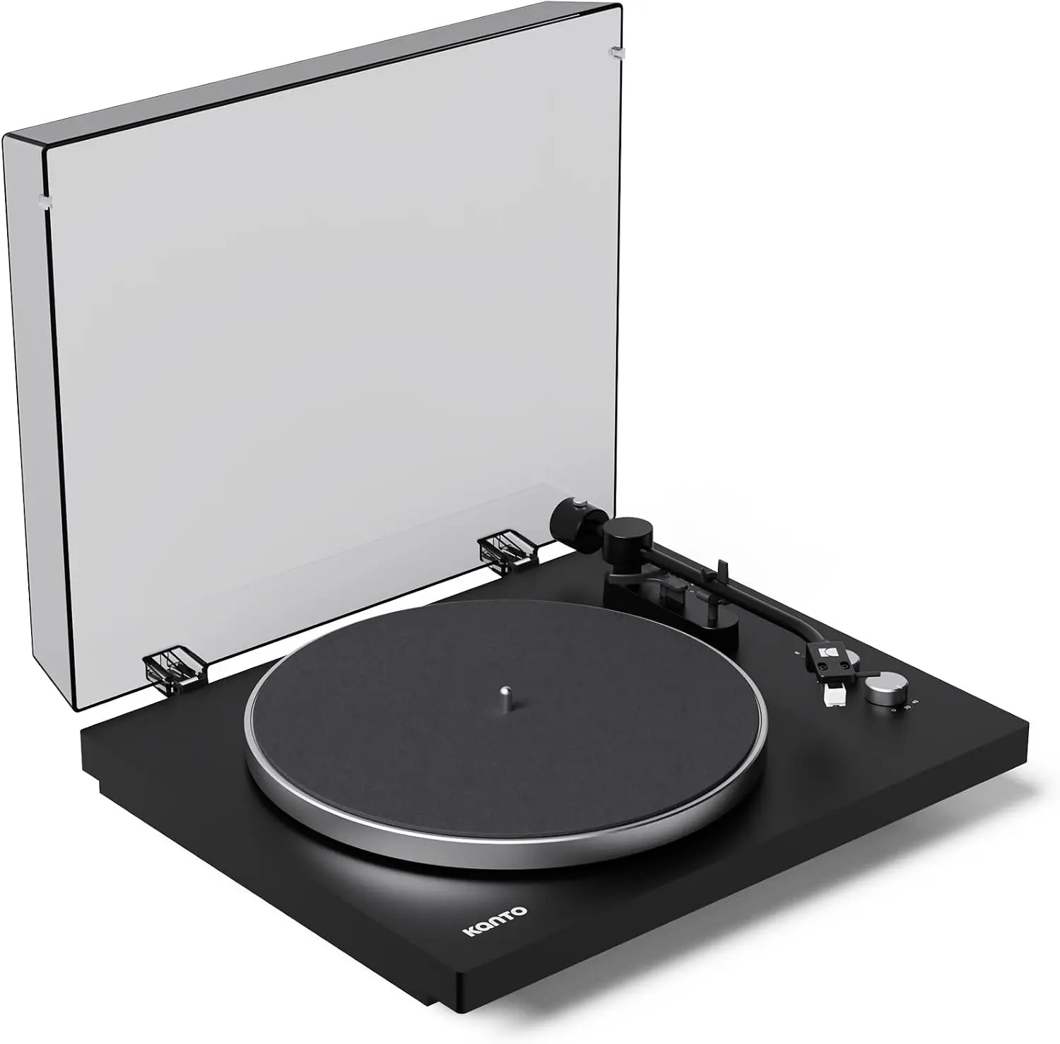 Kanto OBI3G2 Auto Stop Belt Drive Vinyl Turntable - Bluetooth 5.3, Preamp, Pitch Control, AT3600L Cartridge, Aluminum Platter, Classic Design, Speed Sensor - Matte Black