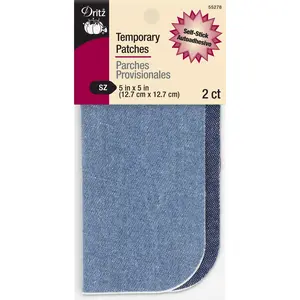 Self-Stick Temporary Denim Patches, 5" x 5", Assorted, 2 pc