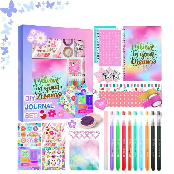 DIY Journal Kit for Girls Ages 8-14, Journal Set with Stickers & Scrapbook Supplies, Arts & Crafts Kit, Back to School Gift, Birthday Gifts for Girls, Creative Writing Kit