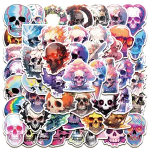 50PCS Colorful Laser Gothic Skull Graffiti Stickers for Bicycle Hand Account Pencil Case Decals Art Stickers LanLanStickersWorld