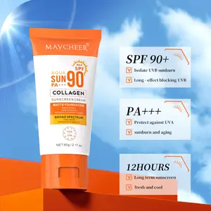 MAYCHEER Sunscreen SPF90+ Summer Face Sunscreen UV Protection Non-greasy Lightweight Facial Isolation Lotion