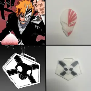 [Bleach Keychains] Ichigo Hollow Mask & Substitute Soul Reaper Badge (3D PRINTED KEYCHAINS)