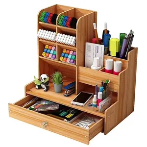 Wooden Desk Large Capacity Storage Box with Drawer for Dorm Room/School