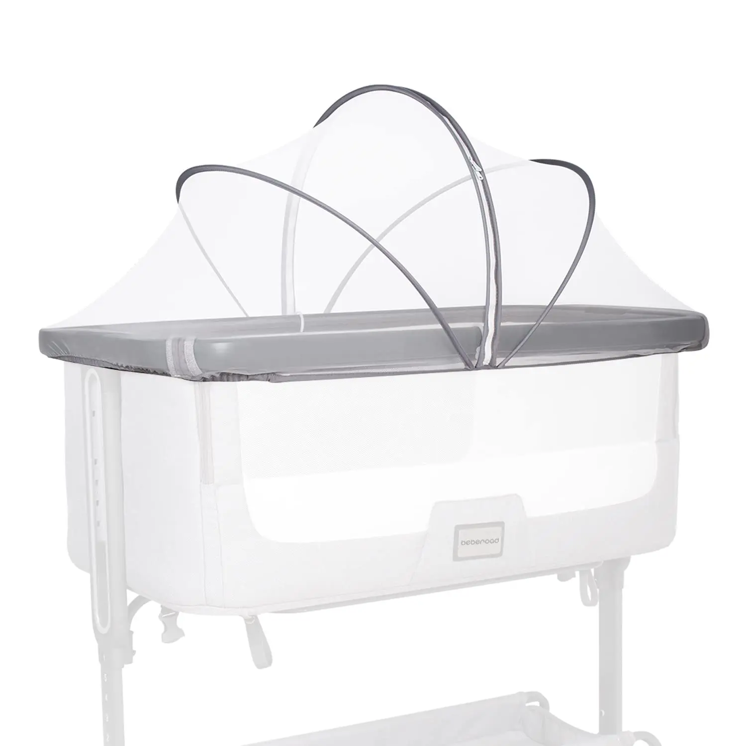 Bassinet Mosquito Net Cover Breathable Mesh Canopy with 2-Way Zipper for Baby Cribs Bedside Sleepers Travel Cribs White