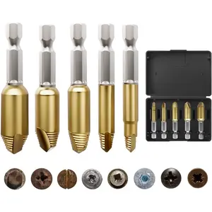 5- Stripped Screw Extractor Set - HSS 4321, Father's Day Gifts from Wife Daughter Son Manually Remove Screws and , Damaged Screw Removal Extractor Set - Ideal for DIY and  Repairs