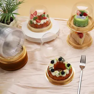 50 Sets Disposable Individual Charcuterie Cup Clear Plastic Round Cake Boxes with Dome Lids Mini Wooden Spork Rope for Outdoor Snack Packing Open Houses Gatherings Wedding Party Event - Home Improvement.