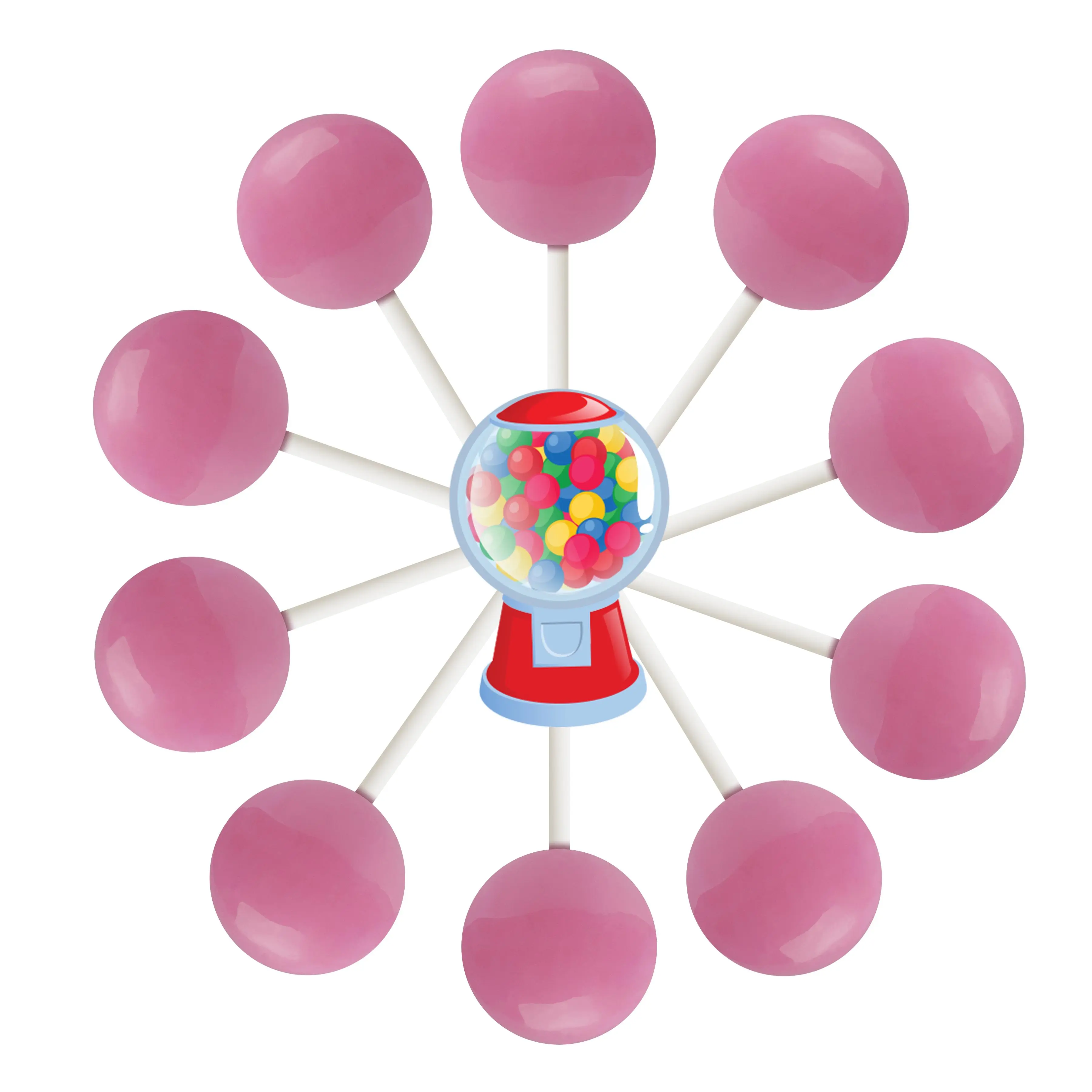 10ct. Bubble Gum Lollipop Bag