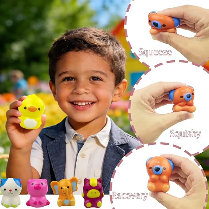 24 Pack Prefilled Easter Eggs with Squishy Animal Toys Inside – Slow Rising Mochi Squeeze Stress Relief Toys for Kids Boys & Girls, Easter Basket Stuffers, Egg Hunt , Party Favors, Classroom Gifts