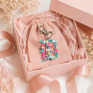 Floral Detroit "D" Bag Charm, Stylish Accessory for Luggage & Bags, Bag Accessories Charms