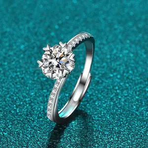 1ct  Moissanite silver ring D VVS1 GRA,classic claw design, spiral twist design, simple design, snowflake design, dateing weddings engagement, J049