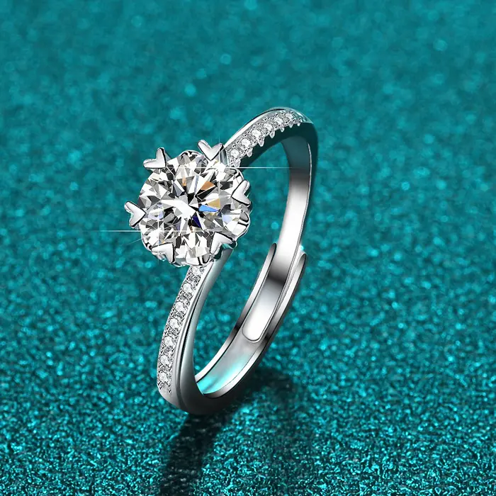 1ct  Moissanite silver ring D VVS1 GRA,classic claw design, spiral twist design, simple design, snowflake design, dateing weddings engagement, J049