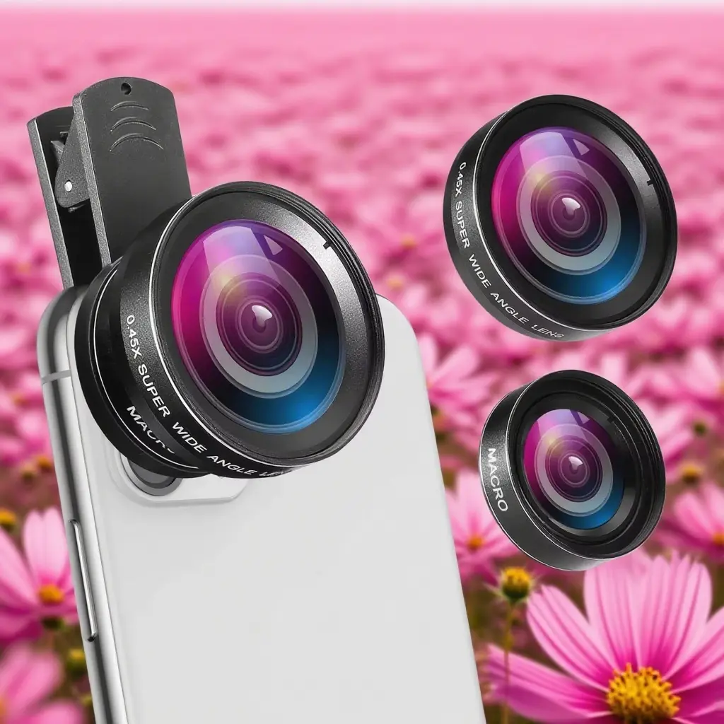 2-in-1 universal mobile phone lens, ultra-wide-angle macro lens, five ...