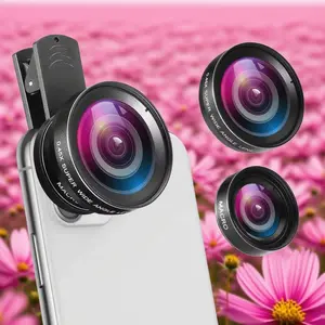 2-in-1 universal mobile phone lens, ultra-wide-angle macro lens, five different colors for you to choose from. The phone with a clip lens is suitable for iPhone and Android. It is an essential equipment for traveling.