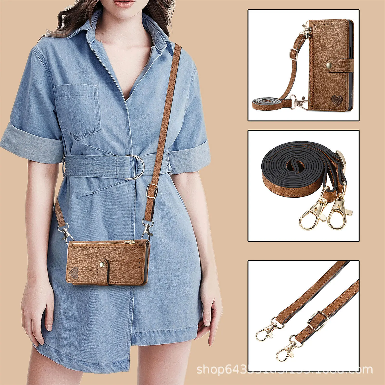 Brown + [1.2M diagonal long wrist strap]