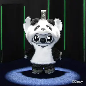 [Holiday Exquisite Gift]Disney Stitch GenZ Street Style Series – Hang Card Edition Panda Vinyl-Plush Doll | Limited Hang Card Packaging + Soft Vinyl-Plush Texture, Cool Street Vibe Meets Cute Panda Charm,Fan Must-Have, Ideal Gift for Her