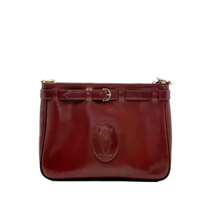 Pre-owned Cartier france Shoulder Bags H2 Must de Series Bordeaux Red Full Leather/Lap One shoulder Crossbody Bag (Middle hand H17260