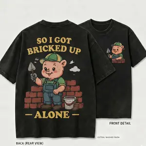 Unisex So I Got Bricked Up Alone T Shirt | 180g Slim Regular Fit & 230g Heavyweight Wash good Cotton Graphic Tees | Perfect Cool Boyfriend Gift Vintage Boxy Retro Charcoal Streetwear Tops Mensfashion Skater