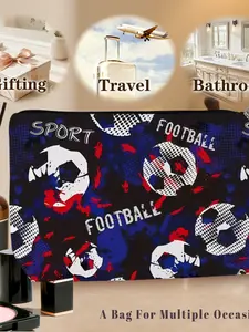 1PC Football Makeup Bag - Zipper Pouch, Lightweight & Foldable Travel Organizer with Double-Sided Design for Cosmetics, Cute Gift Idea, Compatible for Travel, Gym, Camping - Ideal Gift for & Women, Ideal for Spring and Summer Getaways3.27PYT-11