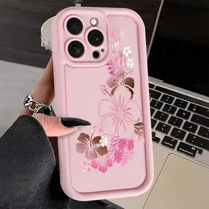 Floral Pattern Hibiscus Flower Pink Flowers Botanical Design Compatible With Galaxy S24 Case iphone 17promax/17/16/16pro/16plus/iphone 16 pro max cases /15/15PROMAX，unique phone accessory ，phone case 2025，Unique Design for Daily Use