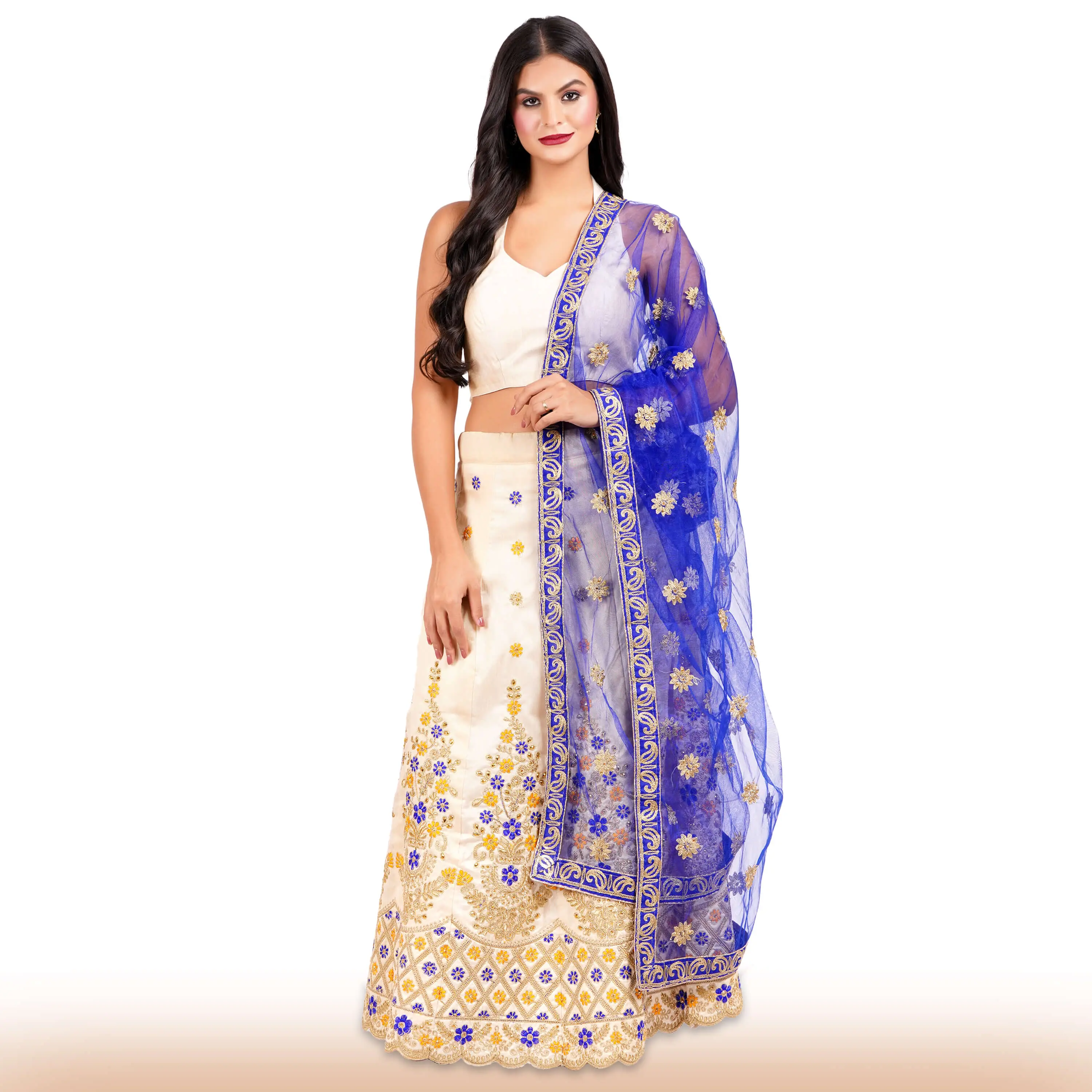 Beige Embroidered lehenga with intricate details