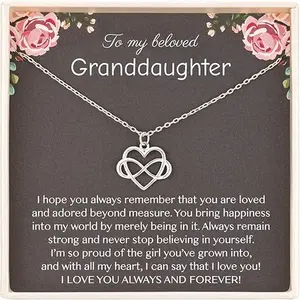 Gifts for Grandma from Granddaughter, Mothers day Gifts for Grandma from granddaughter, Granddaughter Necklace,Granddaughter Gifts from Grandma,925 Sterling Silver Tiny Infinity Heart Necklaces for Granddaughter,Birthday gift,Graduation Gift