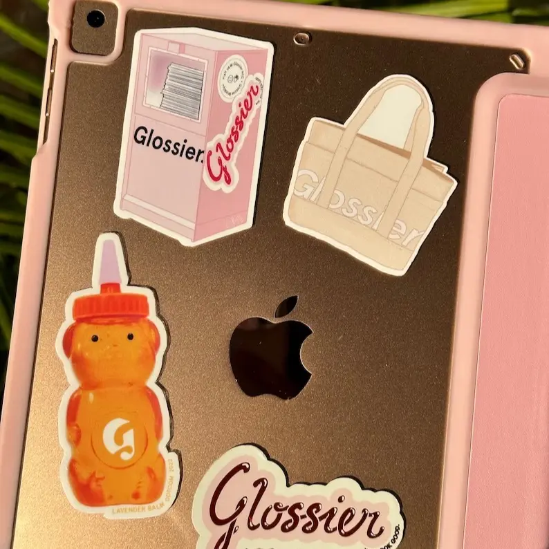 Glossier Sticker aesthetic coquette pink trendy Glossier Inspired flip phone LA aesthetic pintrest laptop water bottle sticker balmdotcomm Inspired Stickers Honey bear  aesthetic Waterproof