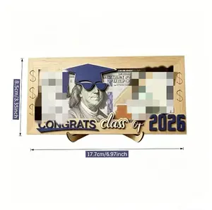 【Graduation Gift】  Class of 2026 Graduation Cash Gift Holder, 3D Wooden Money Frame with Display Stand, Unique Congrats Grad Keepsake Gift for High School & College Graduate, Creative Graduation Money Gift Decor